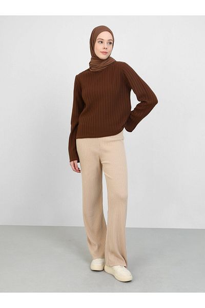 Por La Cara Knitwear Trousers - Stone Color - Por La Cara