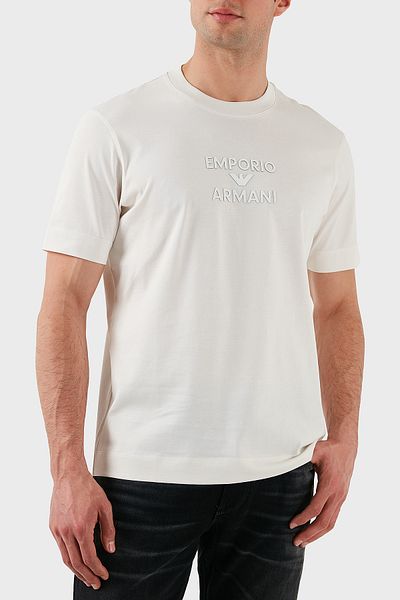 Emporio Armani Ανδρικό κοντομάνικο λευκό μπλουζάκι με κανονική εφαρμογή με στρογγυλή λαιμόκοψη 100% βαμβάκι EM000780 AF12926-U0003