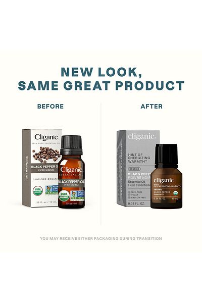 Cliganic Organic Black Pepper Essential Oil, 100% Pure Natural for Aromatherapy | Non-GMO Verified