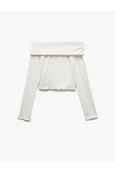 Koton Off Shoulder Slim Fit Viscose Blended Camisole Long Sleeve T-Shirt