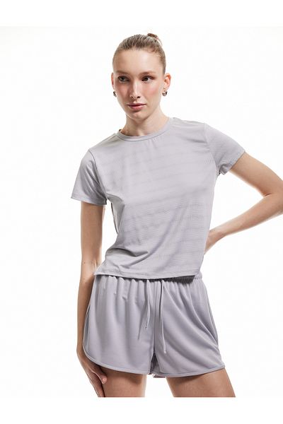 Koton Crew Neck Short Sleeve Sports T-Shirt with Stitching Detail