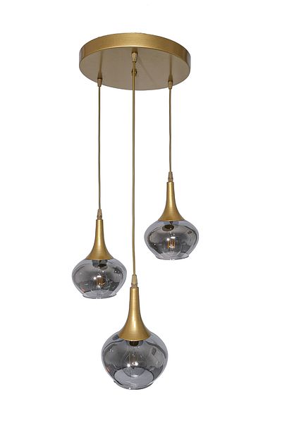 Fer Avize Fred Modern Decorative Antique Color Glass Pendant Lamp Living Room - Kitchen - Bedroom 3-Piece Chandelier