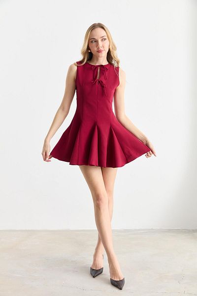 Qutu Butik 0341 Front Lace up Klos Dress