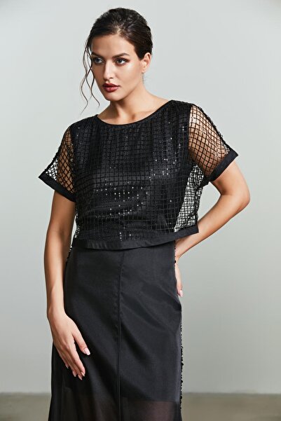 femi9 embellished sheered blouse