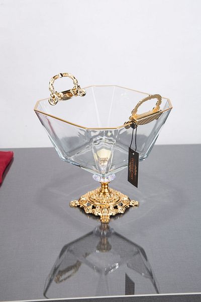 ARGKRİSTAL KRN GOLD حامل فاكهة الخيار المفصل بحامل معدني 19x19x23 سم