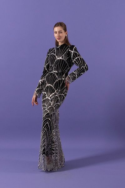Stilife فستان سهرة بتصميم هازال - أسود