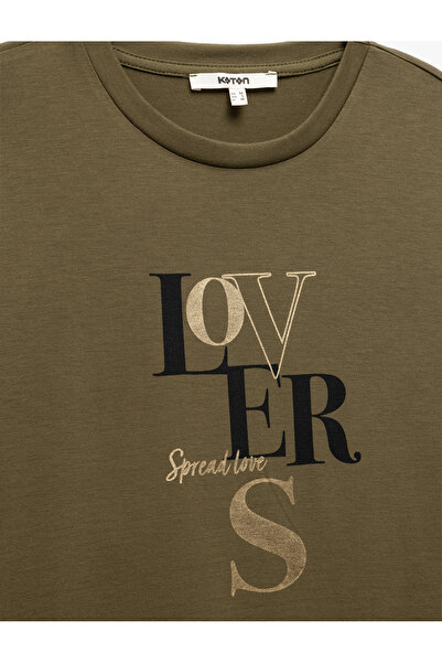 Koton Crew Neck Short Sleeve Printed Women's T-Shirt