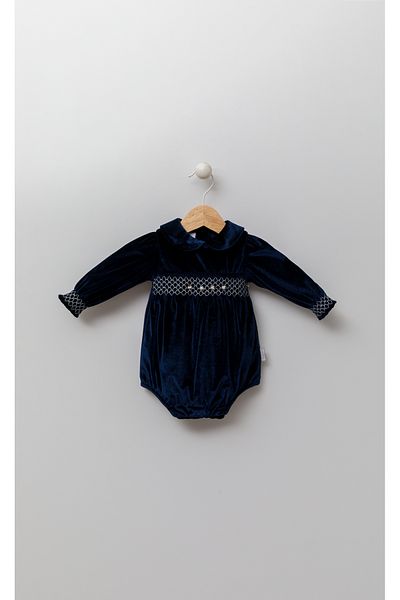 Babydola Retro 13444 Baby Girl Floral Velvet Eid Nostalgic Jumpsuit Badi
