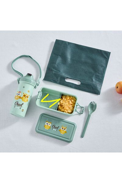 Home Box Neo Owl Lunch Box and Bottle Set with Spork 500 ml