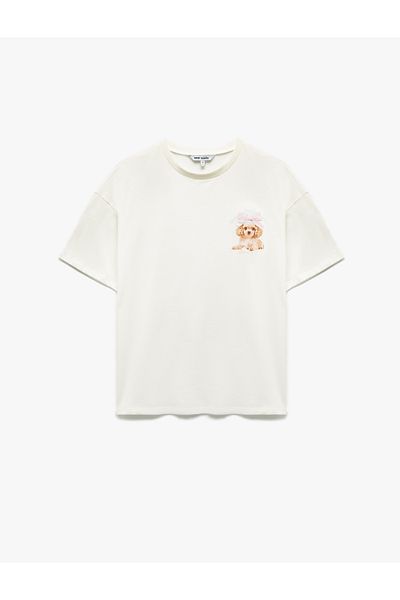 Koton Cotton Short Sleeve Crew Neck Relaxed Cut Back Printed T-Shirt