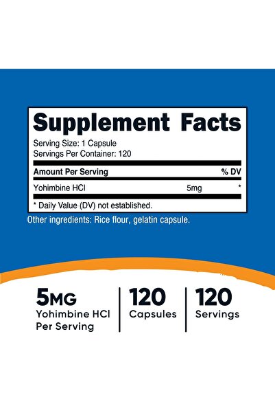 Nutricost Yohimbine HCl 5mg, 120 Capsules - Gluten Free and Non-GMO