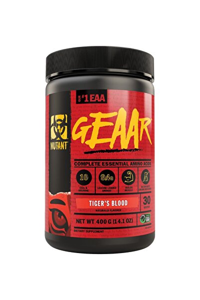 MUTANT GEAAR EAA & BCAA Powder with Leucine, Electrolytes, Coconut Water - Tiger's Blood, 30 Servings, 378g