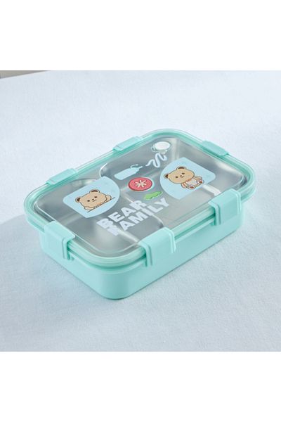Home Box Neo Bear Family 2-Grid Stainless Steel Lunch Box 800 ml