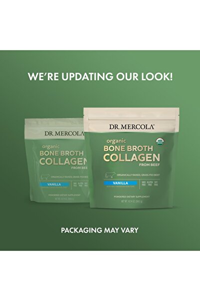 Dr Mercola Organic Bone Broth Collagen Powder - Vanilla, 30 Servings, Supports Bone & Joint, USDA Organic