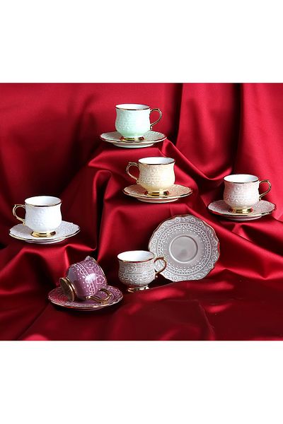 JUVIA Jv12753 Luxury Porcelain Coffee Set for 6 People
