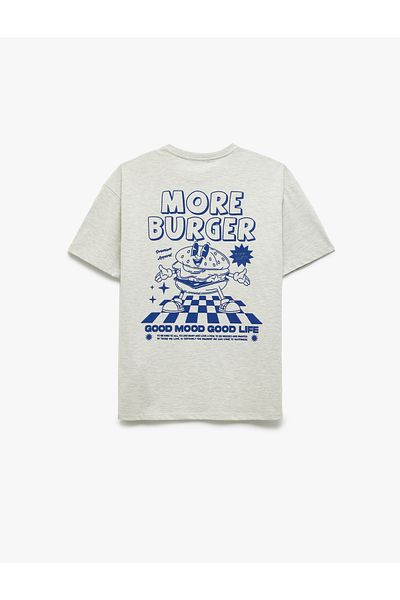 Koton Short Sleeve Cotton Crew Neck Relaxed Fit Back Printed T-Shirt