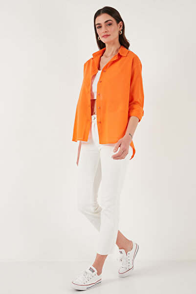 Lela Сорочка з суміші льону та бавовни, регулярного крою, коротка спереду та довга ззаду СОРОЧКА 6772853