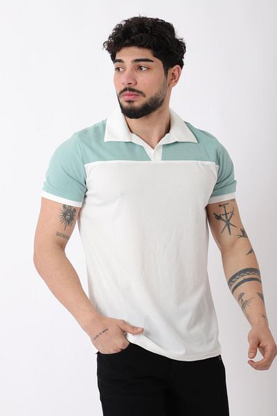 Stilkombin تي شيرت بياقة أبوش مجزأة JS C-007_30415