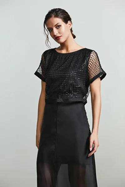 femi9 embellished sheered blouse