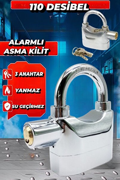 qualitytime Çelik Krom Alarmlı Asma Kilit 110 Desibel Motosiklet Bisiklet Kor...