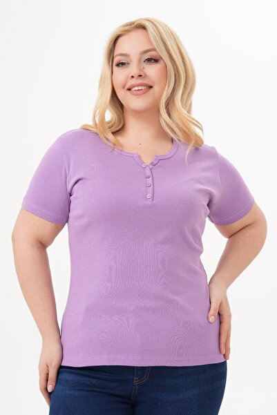 Siyezen Bluză de bază cu mânecă scurtă, din bumbac și lycra, cu nasturi, mări...