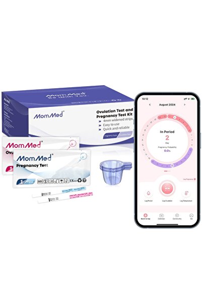 MOMMED طقم اختبار التبويض والحمل: 50 شريحة اختبار هرمون لوتين + 20 شريحة اختبار هرمون الحمل البشري، 70 كوبًا