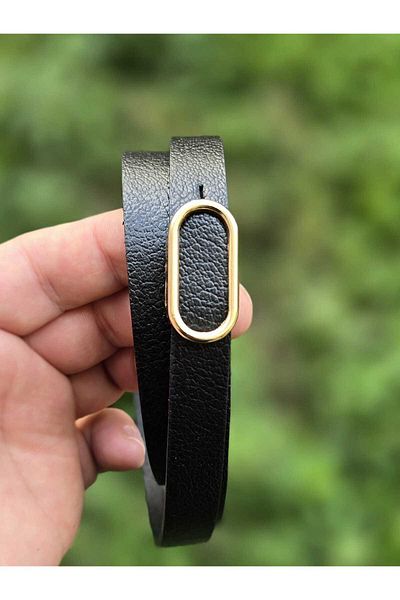 Kemerix 100% Genuine Leather Gold Buckle Thin Black-Tan-Navy Blue-Hot Brown 4-Piece Belt Set