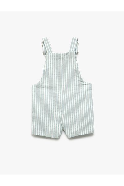 Koton Adjustable Strap Square Neck Striped Salopette Jumpsuit
