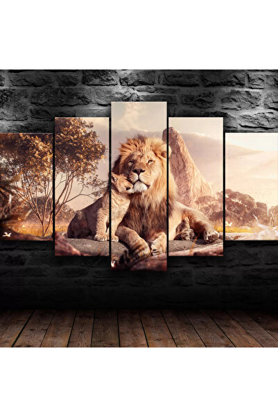 fabriflow exclusive Aslan Tasarımlı desenli Dekoratif 5li Mdf Hediyelik Ofis ...