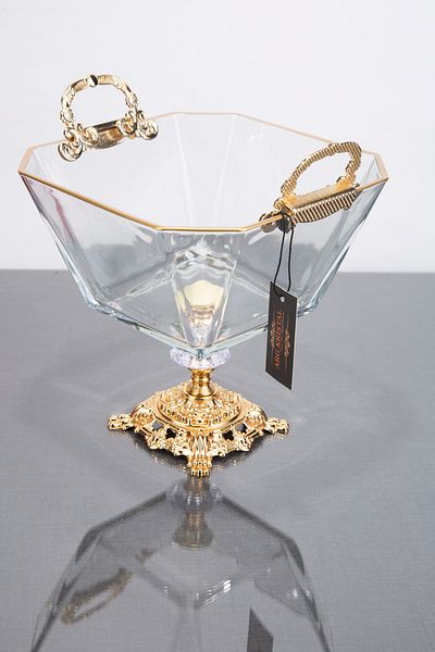 ARGKRİSTAL KRN GOLD حامل فاكهة الخيار المفصل بحامل معدني 19x19x23 سم