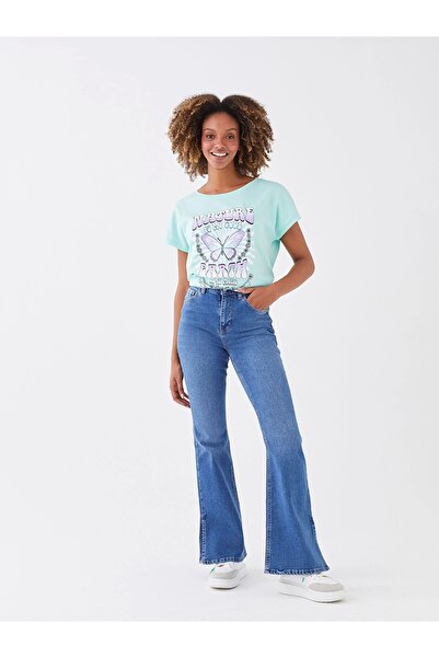 LC Waikiki LCW Jeans İNDİGO Yüksek Bel Mars Flare Kadın Jean Pantolon