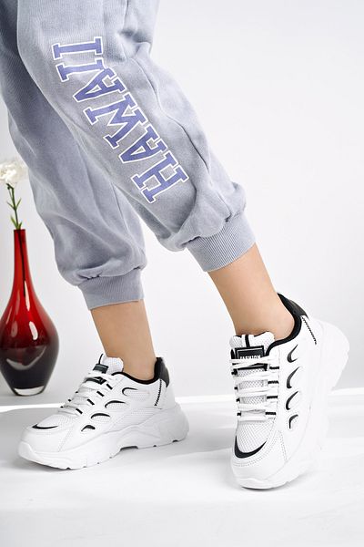 McDark White Black Patterned Women's Sneaker Anti-Yellowing Sole Ultra Light -8