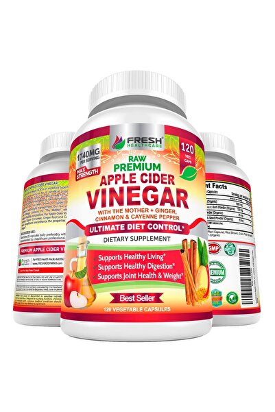 Fresh Healthcare كبسولات خل التفاح 1740 مجم مع الأم والقرفة والزنجبيل والفلفل...