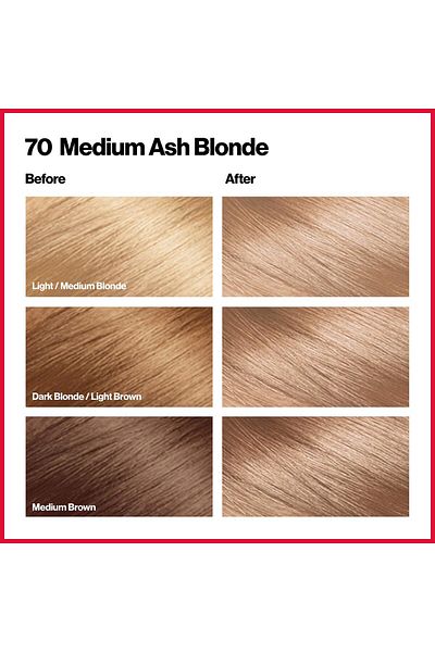 Revlon Permanent Hair Color, 100% Gray Coverage, Ammonia-Free, 70 Medium Ash Blonde