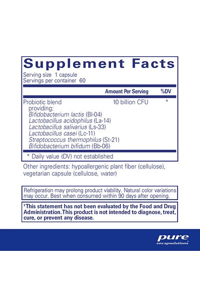 Pure Encapsulations Probiotic G.I. - Shelf Stable for Intestinal Health - Lactobacillus & Bifidobacterium - 60 Capsules