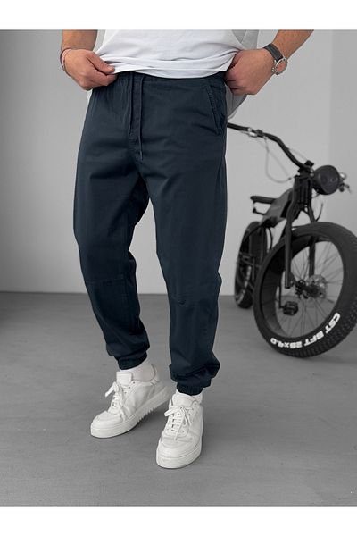 BYBASICMAN Navy Blue Dizi Stitched Gabardine Jogger Yp-5018