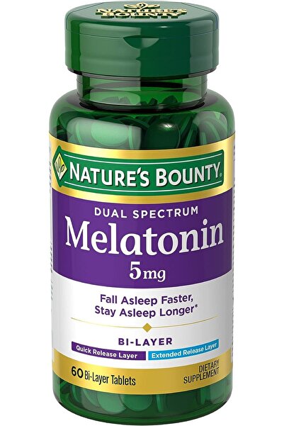 Nature's Bounty Melatonin 5mg Dual Spectrum, Quick & Extended Release, Sleep Support, 60 Bi-Layer Tablets