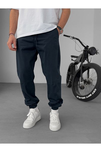 BYBASICMAN Navy Blue Dizi Stitched Gabardine Jogger Yp-5018