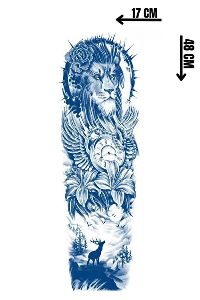 Barly 30 Gün / 1 Ay Kalıcı Aslan Figürlü 12 Saat Sonra Kararan Geçici Kol Döv...