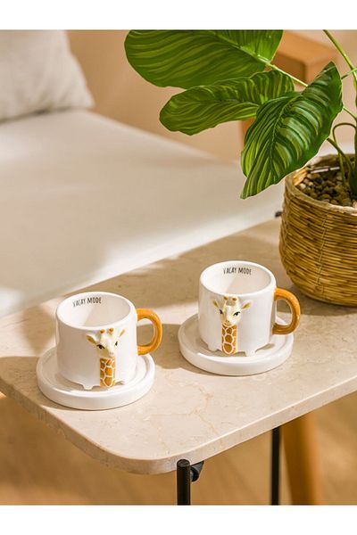 LC Waikiki Giraffe Figure 2 Personality Ceramic Coffee Cup Set 80 ml