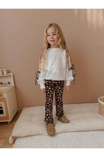YİGİT BUTİK Yigit Boutique Leopard Tights Girl's Bottom and Top Set