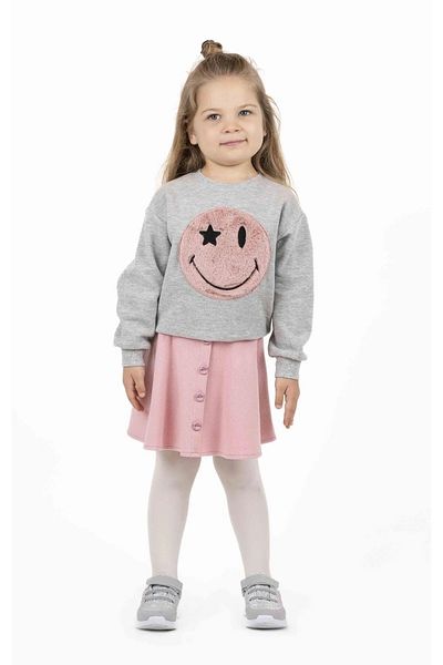 best kids Суитшърт с щампа в сив меланж за момичета