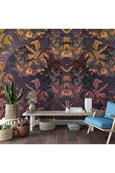 MORDENTE HOME LİLA ZEMİN ÜZERİNE ÇİÇEKLİ DUVAR KAĞIDI (İSTENİLEN ÖLÇÜDE ÜRETİ...