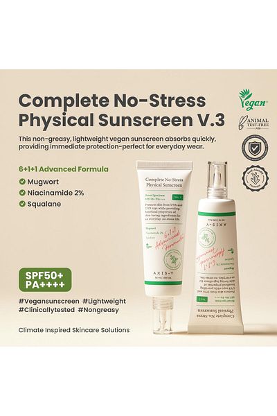 AXIS-Y SPF 50 Mineral Sunblock with Niacinamide, Zinc Oxide - Vegan Korean Skin Care - 1.69 oz.
