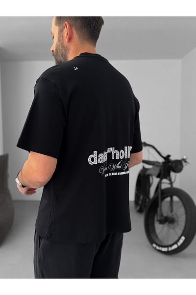 BYBASICMAN Black Data Hollow Embroidered T-Shirt Yp-5047