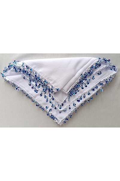 Bircan Hediyelik Evil Eye Scale Crochet White Head Cover Scarf Prayer Cloth