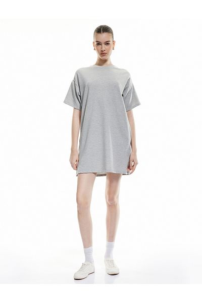 Koton Three Thread Cotton Pocket Crew Neck Short Sleeve T-Shirt Dress