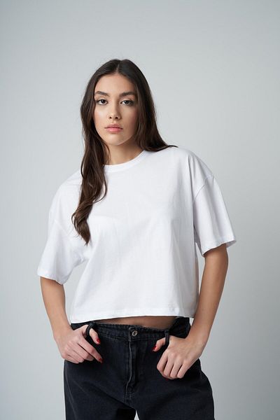 citycenterfashion Tricou de bază scurt pentru damă cu decolteu triplu cty-abr-5225