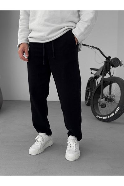 BYBASICMAN Black Regular Fit Knee Stitched Trousers Yp-5010