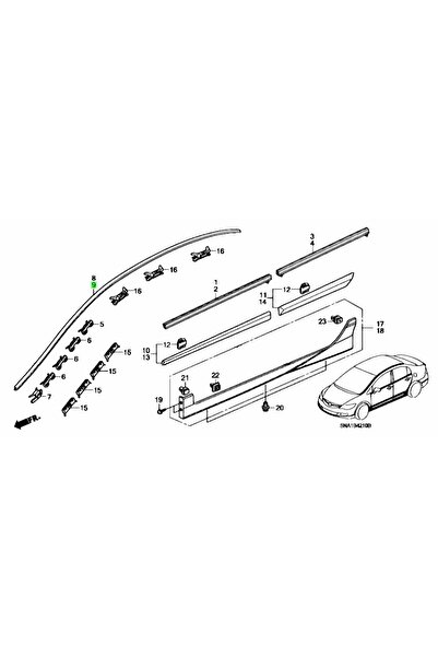 TST Çıta Tavan Oluk Cıvıc 06-12 Sol Fd6 (Oem No: 73168-Sna-003) Tst41381